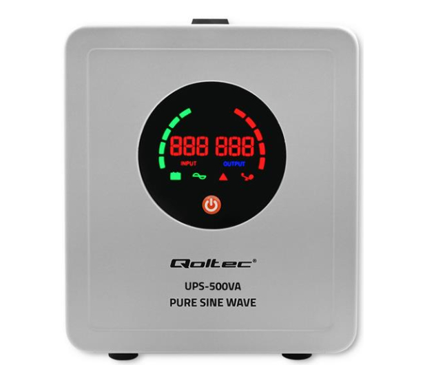 QOLTEC Zasilacz awaryjny Pure Sine Wave UPS | 500VA | 350W | Szary 50719 - 1089422 - zdjęcie 2